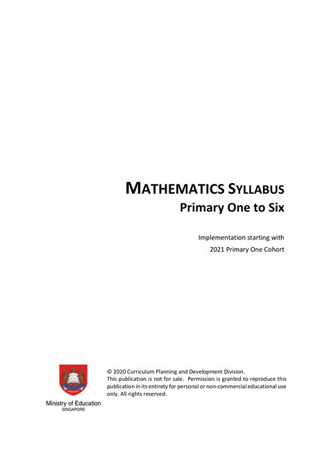 singapore mathematics syllabus